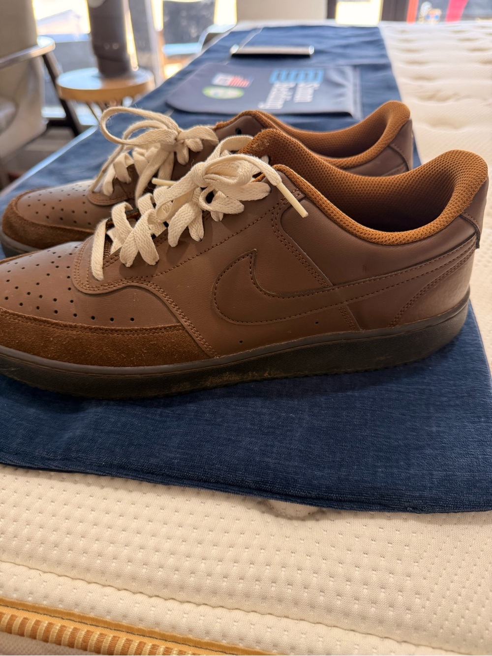 Nike Brown Low-Top Sneakers with Cream Laces